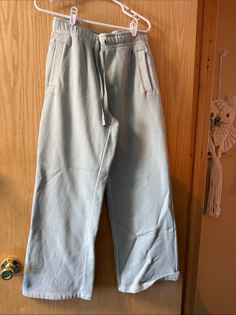 Figs Light pale green Wide-Leg Drawstring Sweatpants